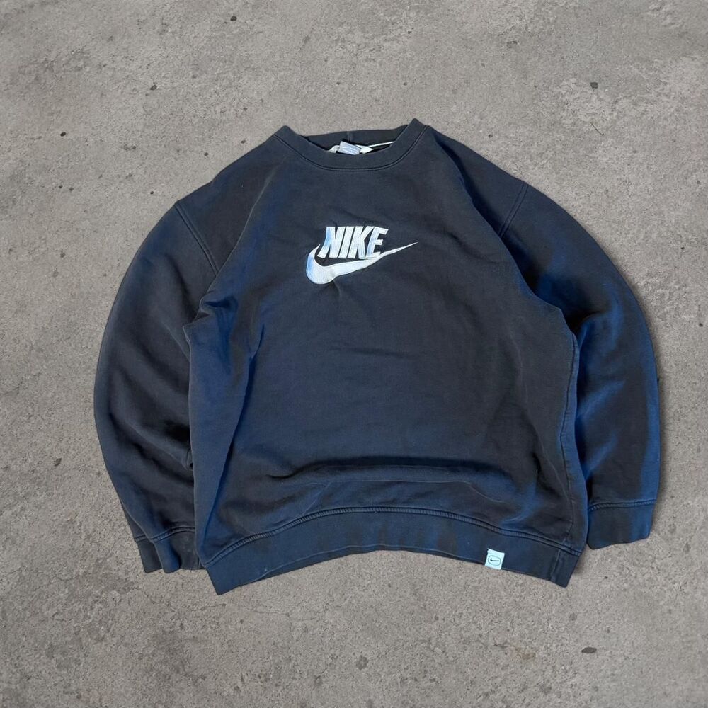 Y2K 2000’s Nike Grey Tag Baggy Black Center Hit Spell Out Crewneck Men’s Size XL